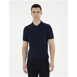 Яготая синяя кнопка подгонки с Polo Yaka Knitwear T -Fork