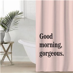 Штора для ванной водоотталкивающая Этель «Good morning», 145×180 см, цвет розовый, ткань оксфорд, 210гр/м2