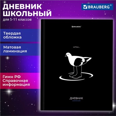 Дневник 5-11 класс 48 л., твердый, BRAUBERG, матовая ламинация, с подсказом, Штош, 107190