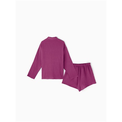 Комплект домашний женский (рубашка, шорты) KAFTAN Basic размер 52-54, сиреневый