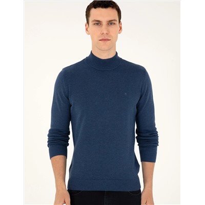 Indigo Melanj Slim Fit Half Fisherman воротник Основной вязаный свитер