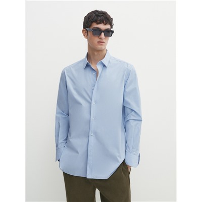 Camisa popelín algodón rayas regular fit