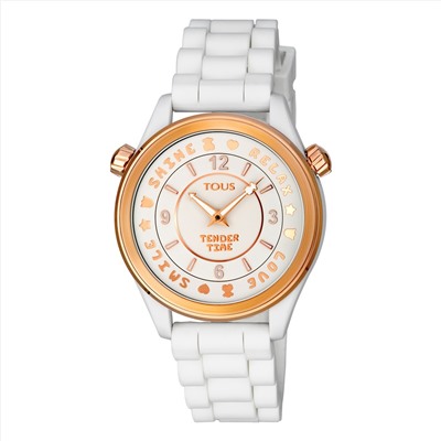 Reloj Tender Time - silicona - 3 ATM - blanco - Ø: 38 mm
