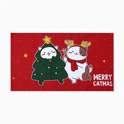 Набор новогодних полотенец "Доляна" Merry catmas 35х60см-3 штуки,100% хлопок 160 г/м2
