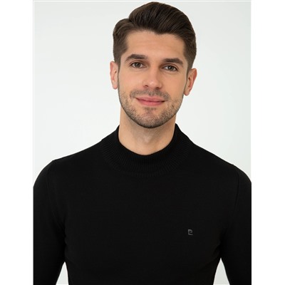 Black Slim Fit Half Fisherman воротник базовый вязаный свитер