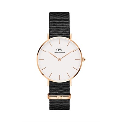 Reloj de cuarzo de poliéster Petite Cornwal - Negro y rosa dorado