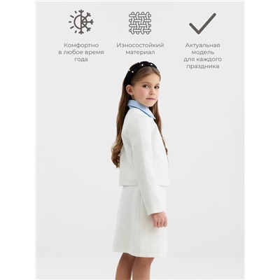 Жакет для девочки, MINAKU :Party Dress, цвет белый, рост 146 см