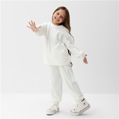 Костюм детский (свитшот, брюки) KAFTAN Plushy р.34 (122-128), белый