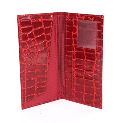 Портмоне/клатч жен Croco-ПР-959 натуральная кожа 4 отд,  8 карм,  красный скат (74)  263606