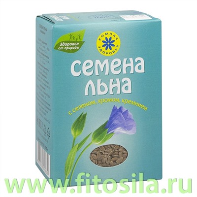 Льна семена с селеном, хромом, кремнием, 200 г, марка "Компас Здоровья"