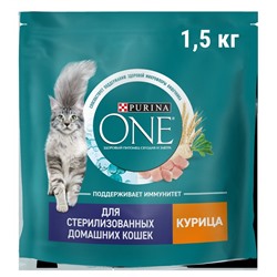 Сухой корм Purinа One для стерилизованных кошек, курица/злаки, 1.5 кг