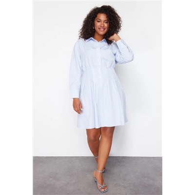 Blue Poplin Plating Big Size Dress