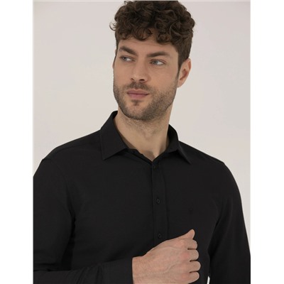 Black Slim Fit Oxford рубашка