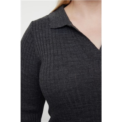 Anthracit Polo воротник сознательный вязаный платье TBBAW23AH00002