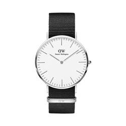 Reloj de cuarzo de poliéster Classic Cornwall - Negro y plateado