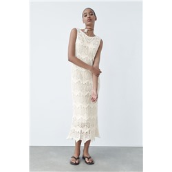 OPEN-KNIT MIDI DRESS