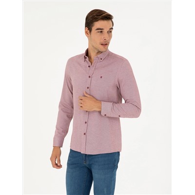 Bordeaux Oxford Slim Fit рубашка с длинным рукавом