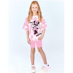 Костюм для девочки KETMIN МАЛИНА MINNIE POSITIVE цв.Тай дай Розовый/розовый (Футболка/Велосипедки)