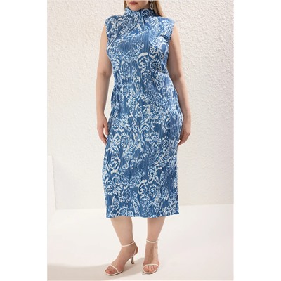 Blue Pilseli Ethnic узорчатое вязание платье большого размера tbbss25ah00124