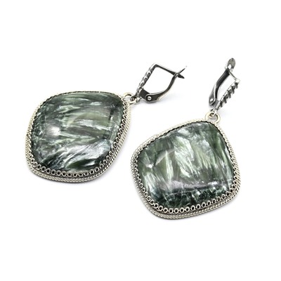 Серьги серафинит 31*35мм.