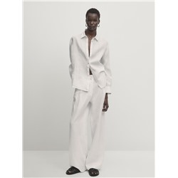 Pantalón lino wide leg