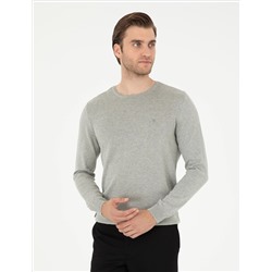 Светло -серый melanj Slim Fit Bicycle воротник основной трикотаж казах