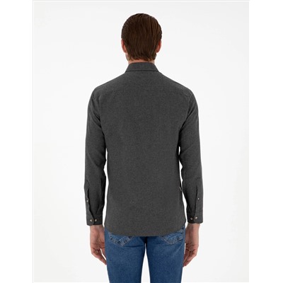 Антрацит Slim Fit рубашка с длинным рукавом