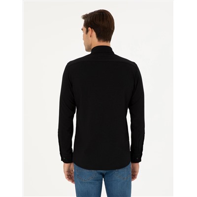 Black Slim Fit рубашка с длинным рукавом