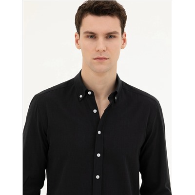 Black Slim Fit рубашка с длинным рукавом