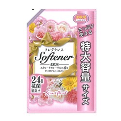 Nihon Кондиционер для белья "Softener Sweet Floral" (с антибактериальным эффектом и нежным цветочным ароматом) 1080 мл, мягкая упаковка с крышкой / 8