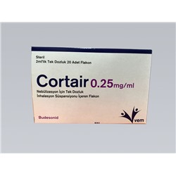 CORTAIR 0.25 mg/ml nebulizasyon için tek dozluk inhilasyon süspansiyonu içeren flakon (20 flakon) (аналог Пульмикорт)