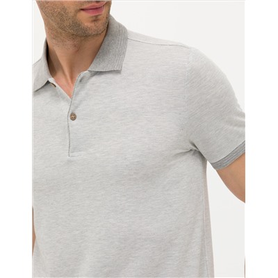 Светло -серый меландж Slim Fit Polo Yaka T -Fork
