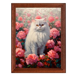 POSV-0368 Постер в рамке 17x23см Кот и цветы