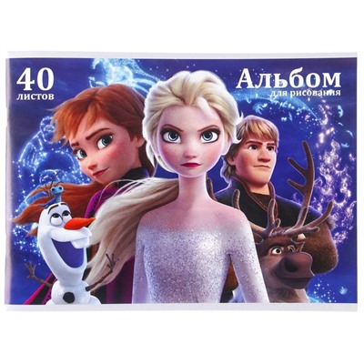 Альбом для рисования А4, 40 листов 100 г/м², на скрепке, «Холодное сердце»