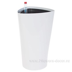 Кашпо PLANTA VITA "Crater Silk white" с автополивом (пластик), D15xH26 см