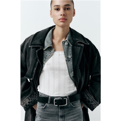 JEANS TRF WIDE LEG TIRO ALTO