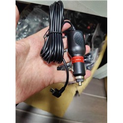 Автомобильная зарядка Mini USB 2А (черный) кабель 3м угловой шткер