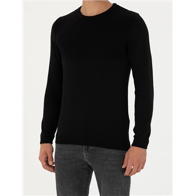 Black Slim Fit Bike Yaka Knitwear свитер