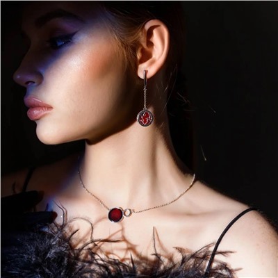 Серебряные серьги с янтарём E10099RV
