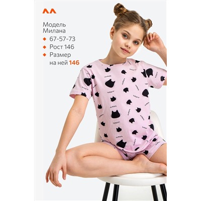 Хлопковая пижама для девочки с шортами Happyfox