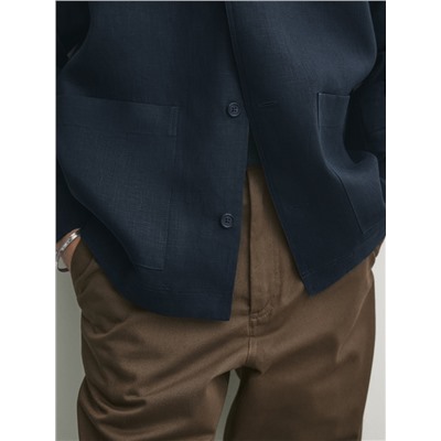 Sobrecamisa 100% lino bolsillos
