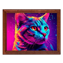 POSG-0340 Постер в рамке 23x17см Неоновый кот
