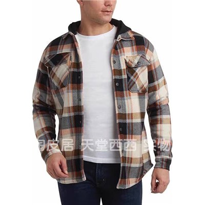 Мужская куртка-рубашка с шерпой внутри и несъемным капюшоном Quiksilve*r 👕  Экспорт