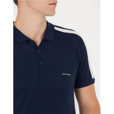 Яготая синяя кнопка подгонки с Polo Yaka Knitwear T -Fork