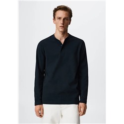 Camiseta manga larga cuello panadero -  Hombre | MANGO OUTLET España