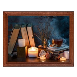 POSG-0074 Постер в рамке 23x17см Книги и свечи