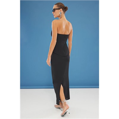 Черный плетение без бретелек Стильный Alt-Upper Set TPRSS25AU00005