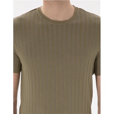 Khaki Slim Fit Bike Yaka Triko T -For