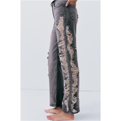 JEANS TRF WIDE LEG ROTOS TIRO MEDIO