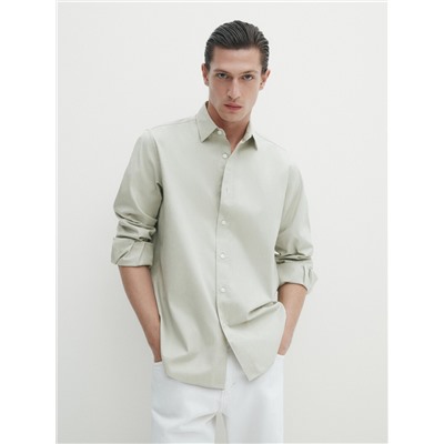 Camisa sarga tintado regular fit